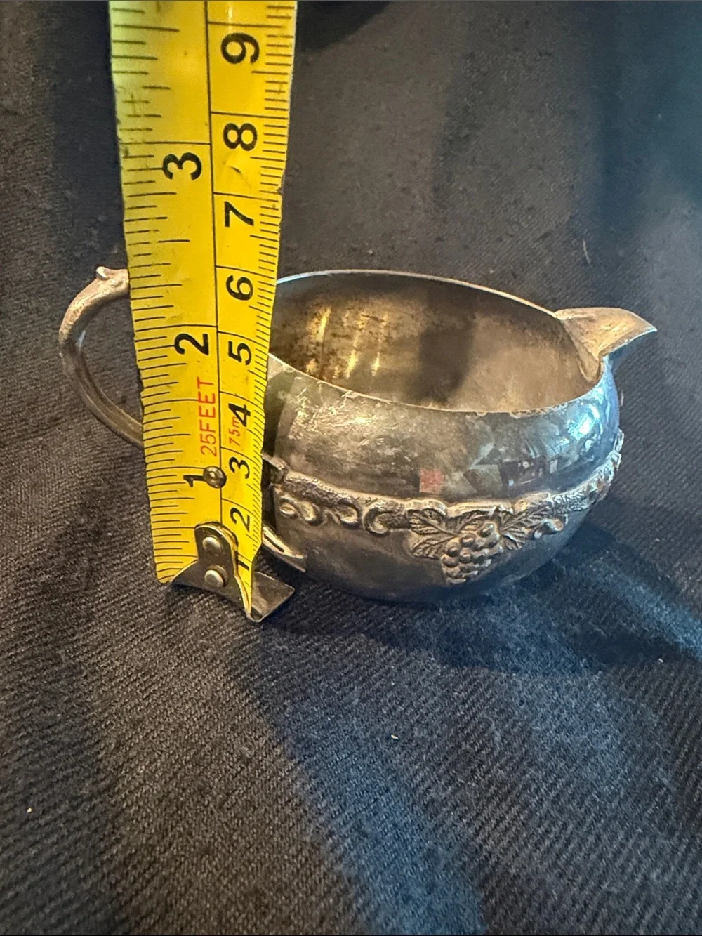 Vintage Silver Plated Grape Vine Creamer Pitcher Old English Reproduction
